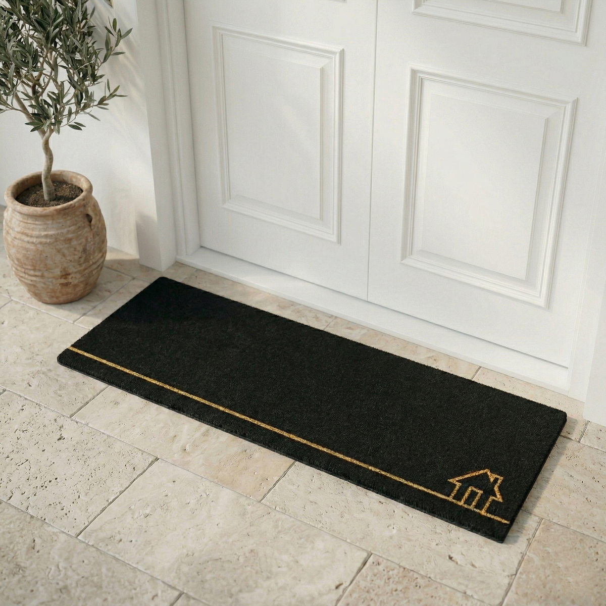 Home View Black Doormat, product view angle 6