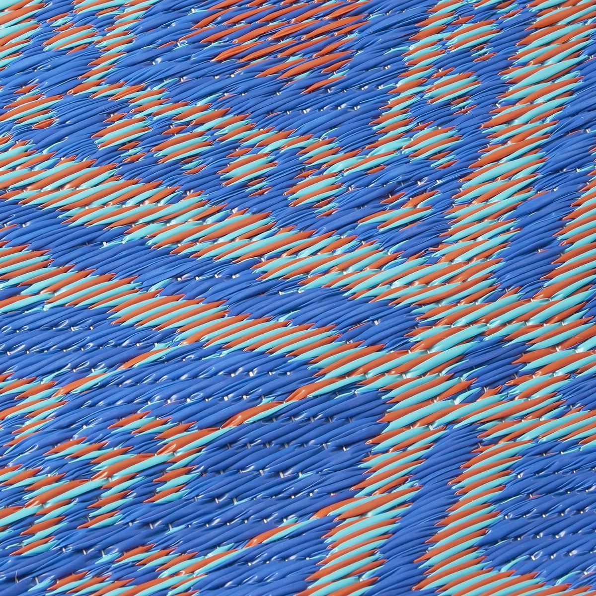 Multi Blue Outdoor Rug, close-up of weave texture