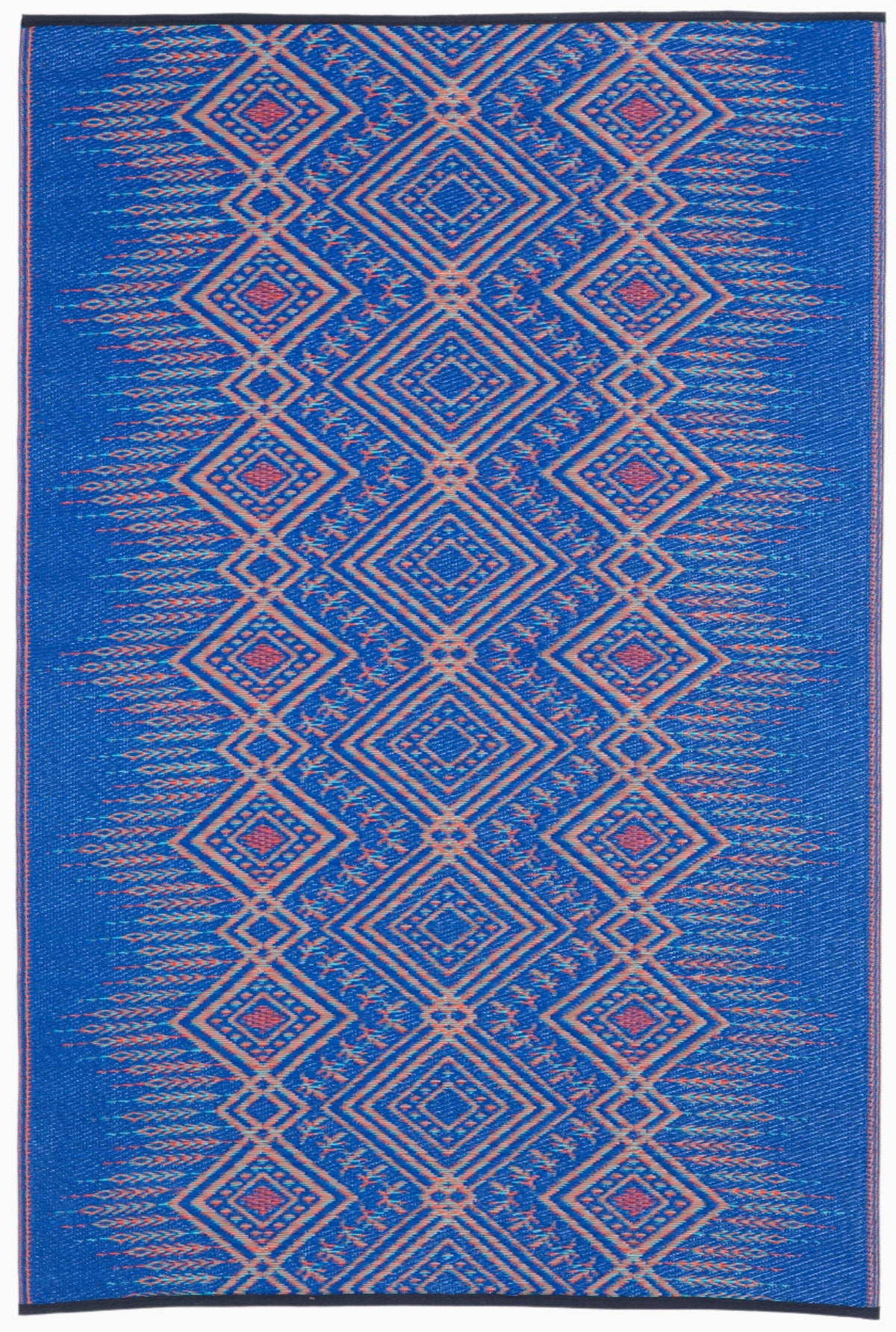 Multi Blue Outdoor Rug, product view angle 2