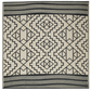 Reverse side of square black and cream tribal outdoor rug