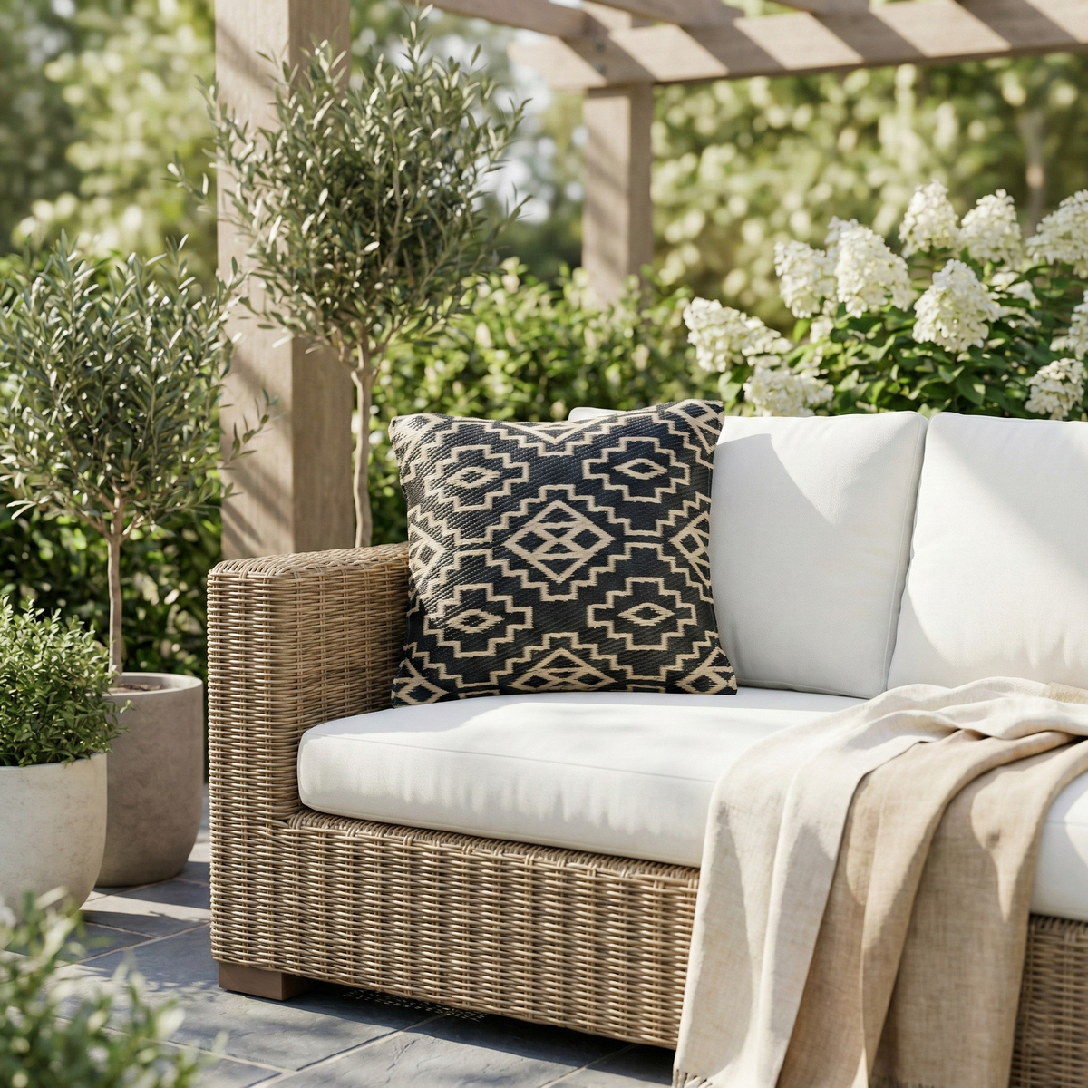 Black Outdoor Pillow, flat product shot