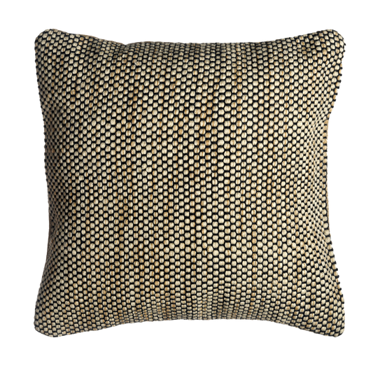 Kingscote - Black & Beige Solid Stain Resistant Indoor/Outdoor Pillow for Patio (20" x 20")