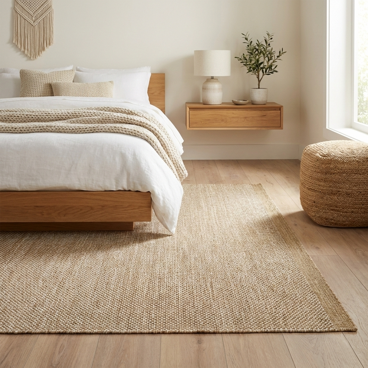 Beige & White Outdoor Rug, lifestyle patio scene