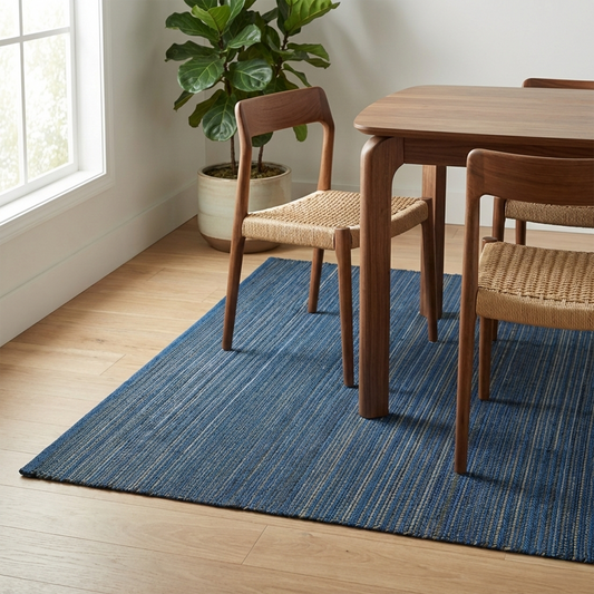 Kismet - Indigo  Striped Indoor/Outdoor Area Rug FINAL SALE
