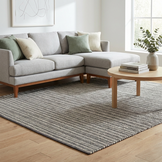 Kismet - Sand Striped Indoor/Outdoor Area Rug FINAL SALE