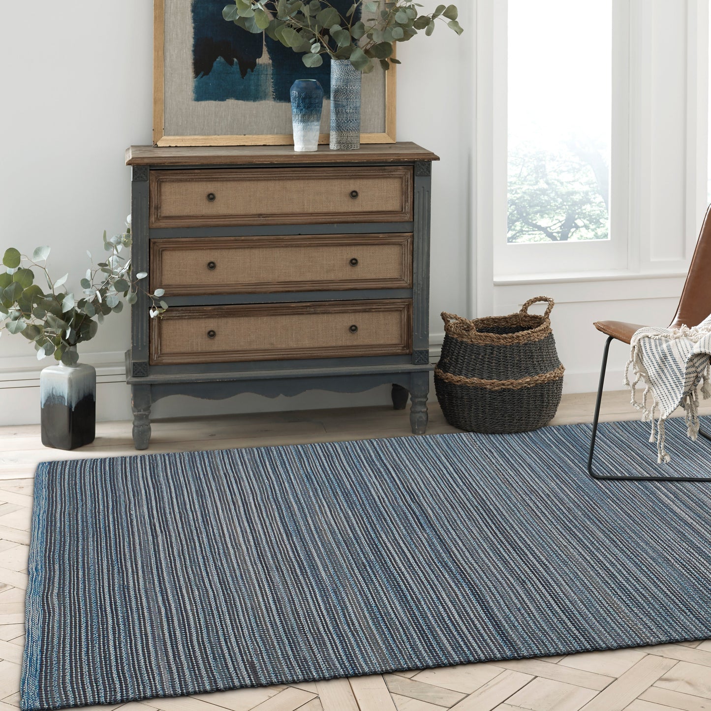 Kismet - Denim Striped Indoor/Outdoor Area Rug