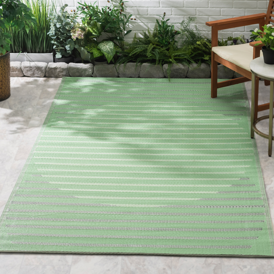 Green Outdoor Rug, lifestyle patio scene