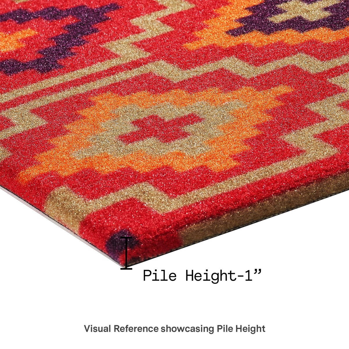 Lhasa Kilim Red Doormat, close-up of pile texture