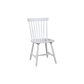 Linnea solid rubberwood Windsor dining chair in Soft White with a spindle back and shaped wooden seat, angled view