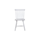 Front view of the Linnea Soft White spindle back dining chair with turned legs and stretchers
