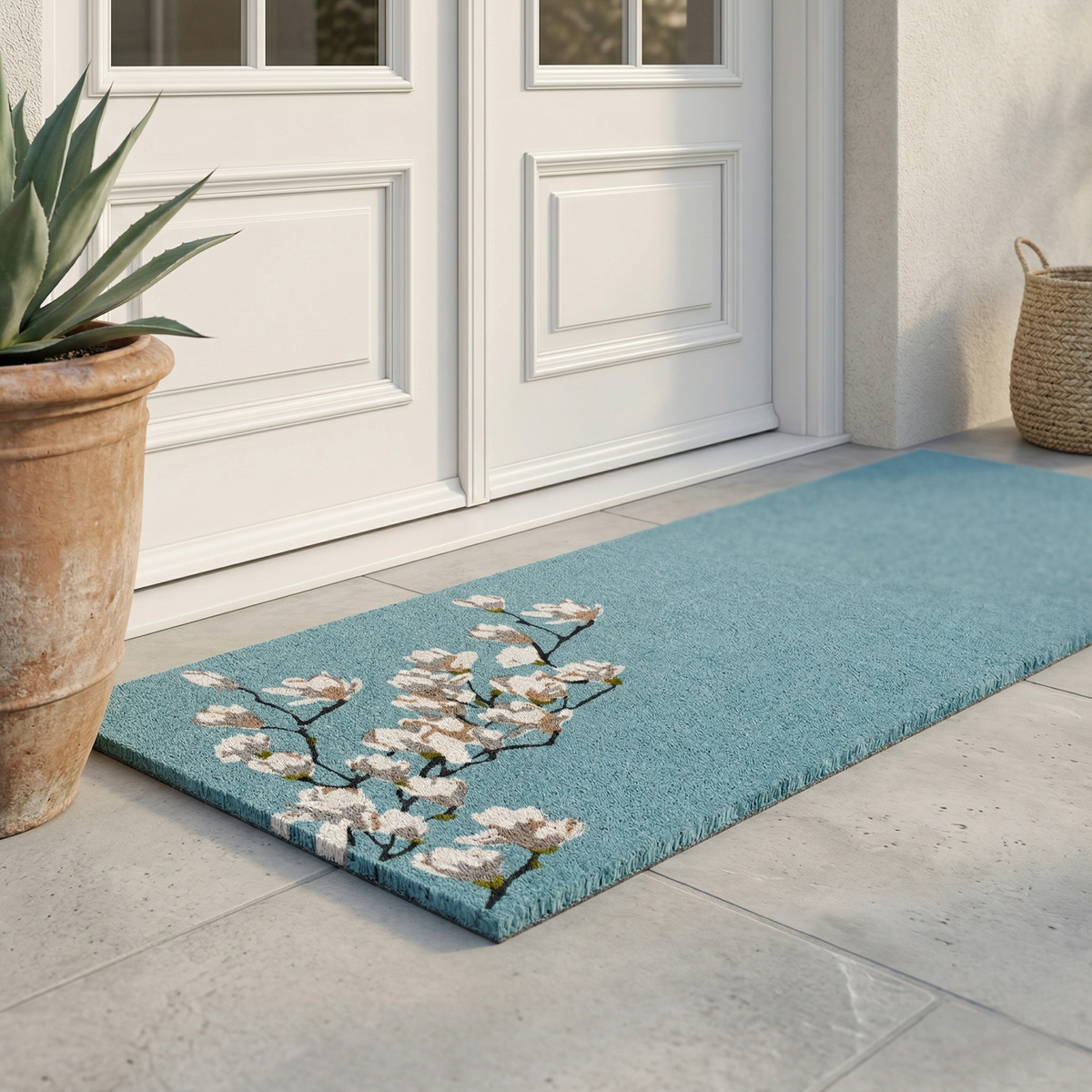 Magnolia Branch Blue Doormat, product view angle 7