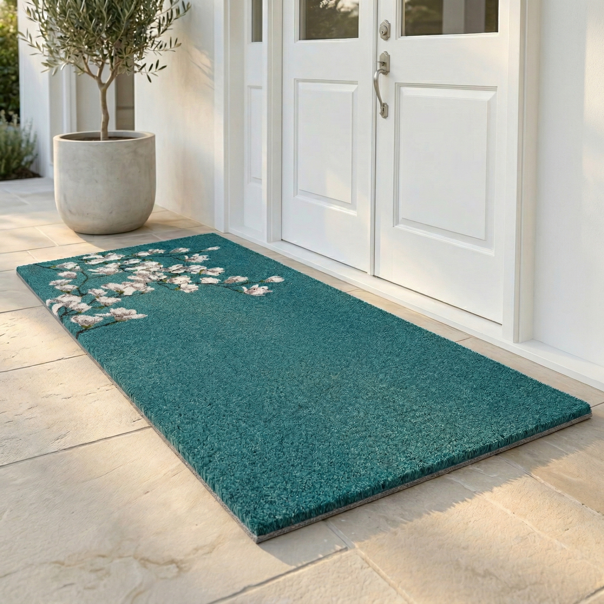 Magnolia Branch Blue Doormat, product view angle 14