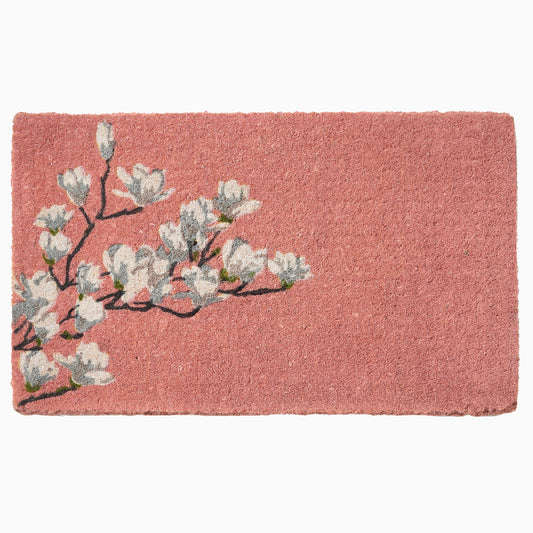 Magnolia Branch - Coral Doormat (18" x 30" Thick) Handwoven Durable