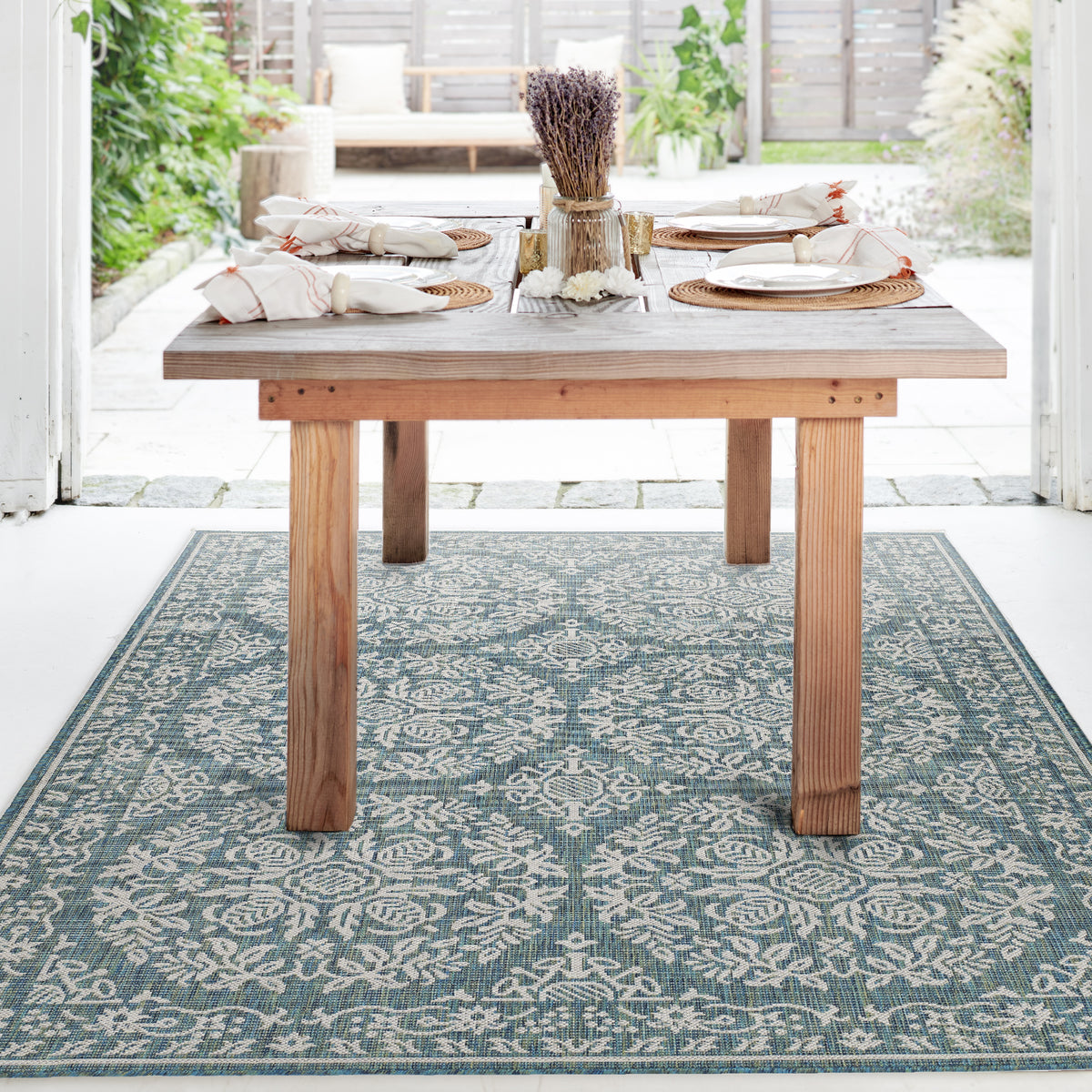 Ocean Outdoor Rug, lifestyle patio scene