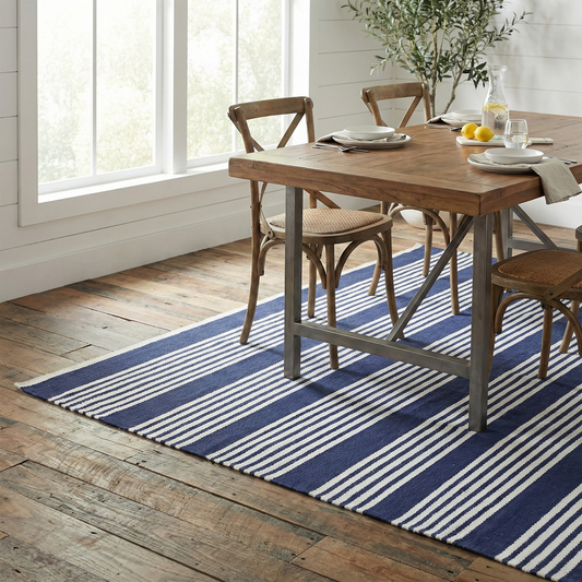 Mariona Stripe - Blue & White Striped Indoor/Outdoor Area Rug FINAL SALE