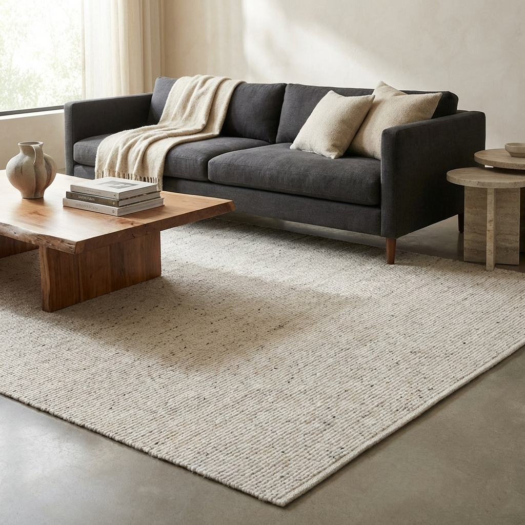 Ivory Area Rug, flat product shot of full pattern