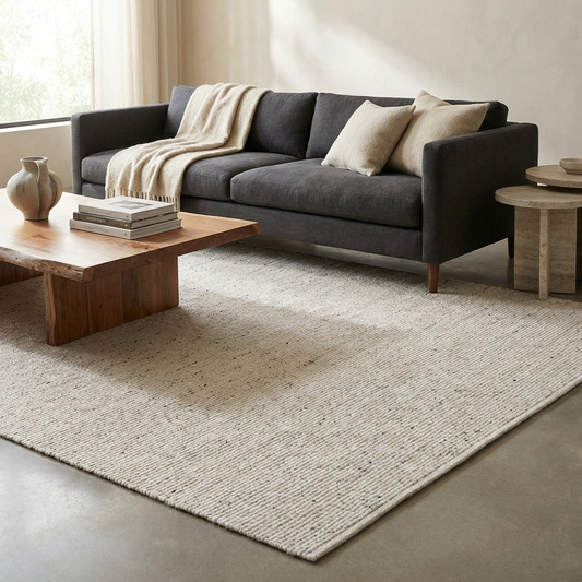 Ivory Area Rug, flat product shot of full pattern