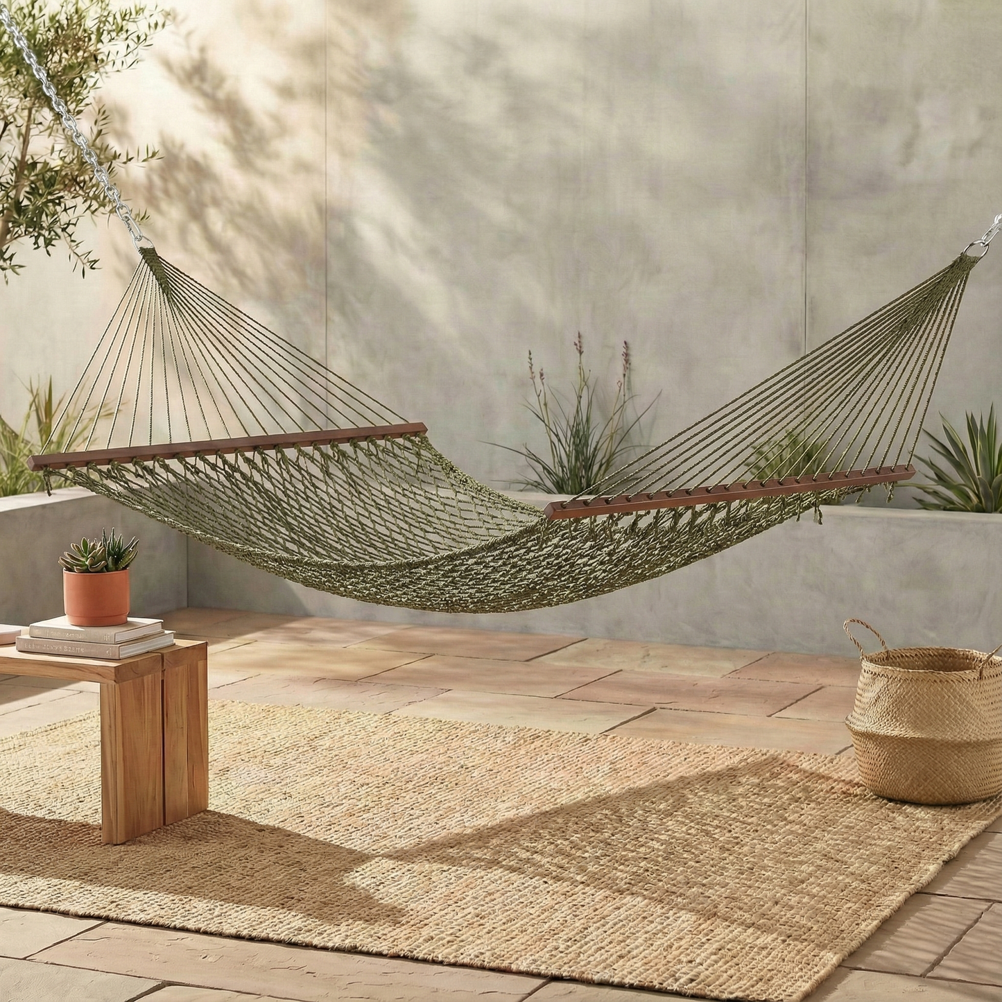 hängematte exklusiv Miami - Green Rope Indoor/Outdoor Hammock (55" x 82")