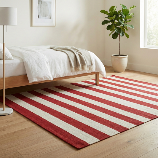 Nantucket - Red & White  Striped Indoor/Outdoor Area Rug FINAL SALE