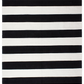 Full view of black and white striped indoor outdoor rug