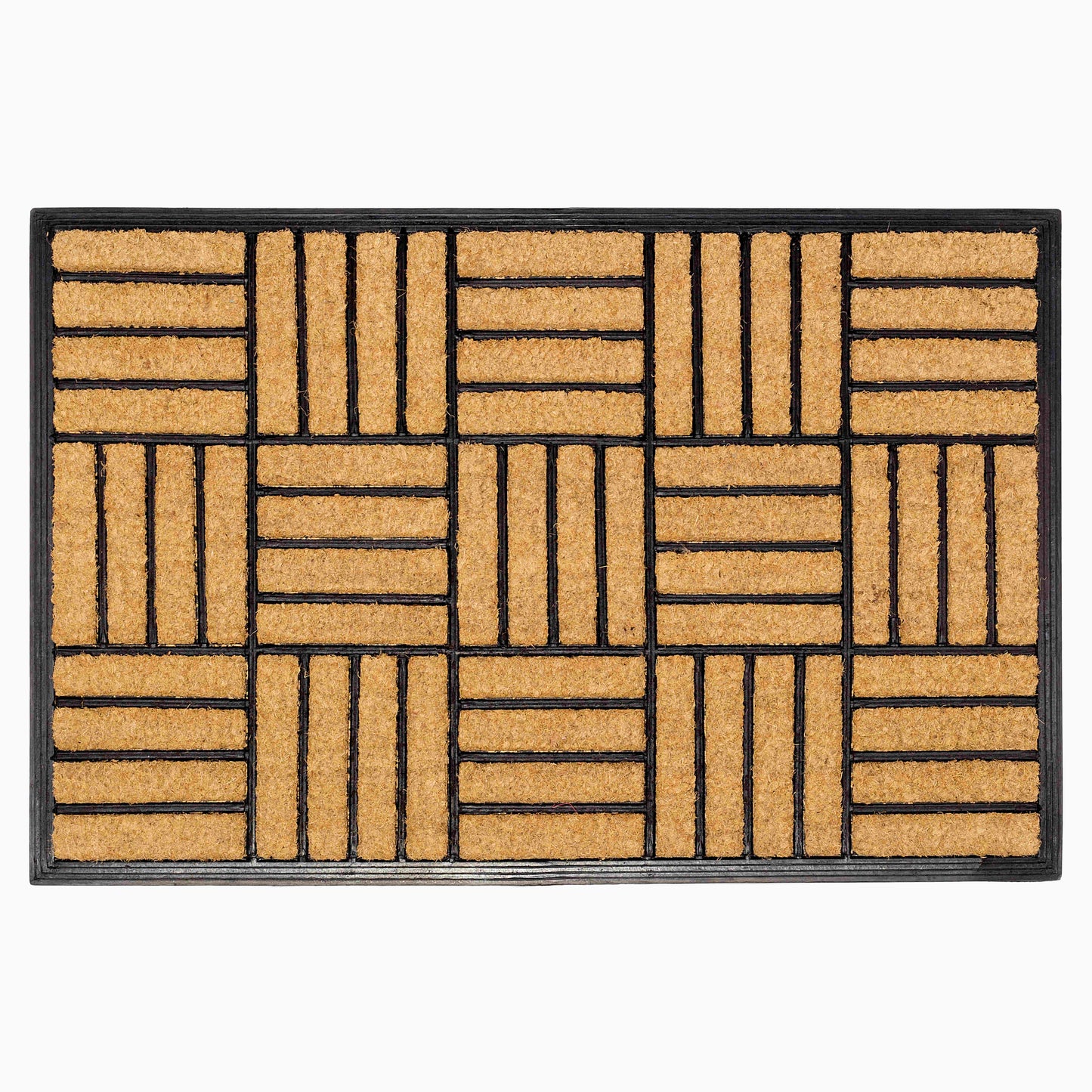 Natural Brushed Coir Parquet Doormat Rubber, Durable