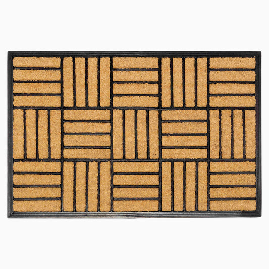 Natural Brushed Coir Parquet Doormat Rubber, Durable