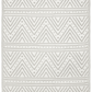 Full view of beige and ivory chevron outdoor rug