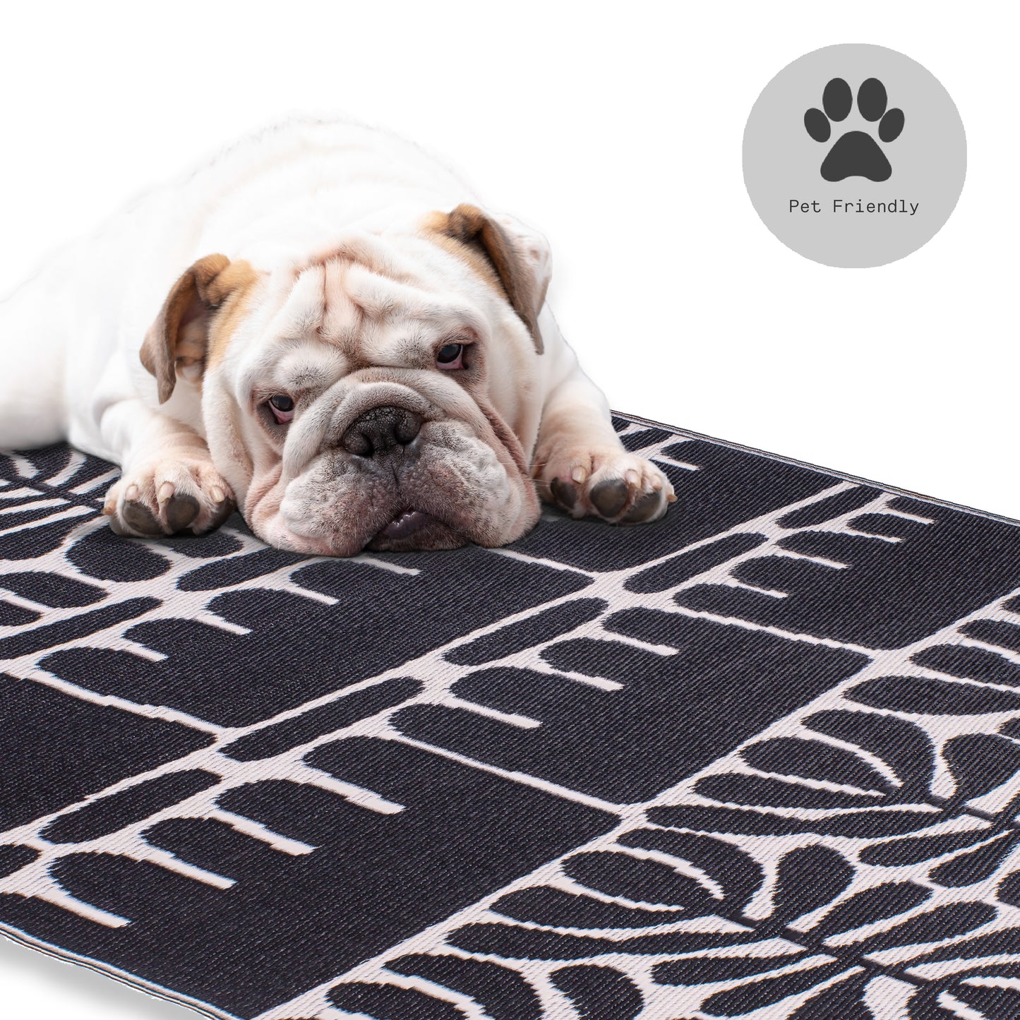 Serowe - Black & White Tribal Outdoor Rug for Patio