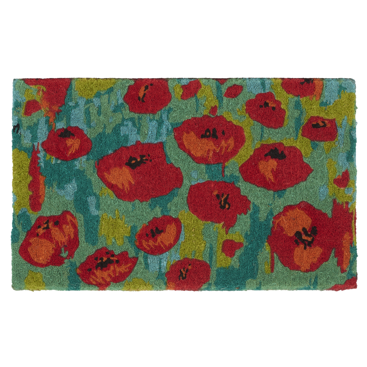 Field of Poppies Doormat, flat product shot, alternate angle