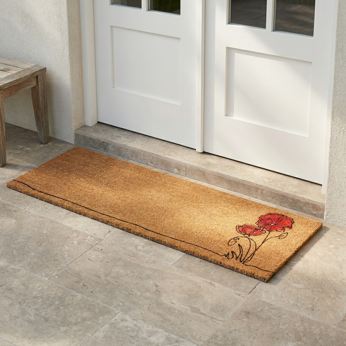 Red Flower Doormat, product view angle 5