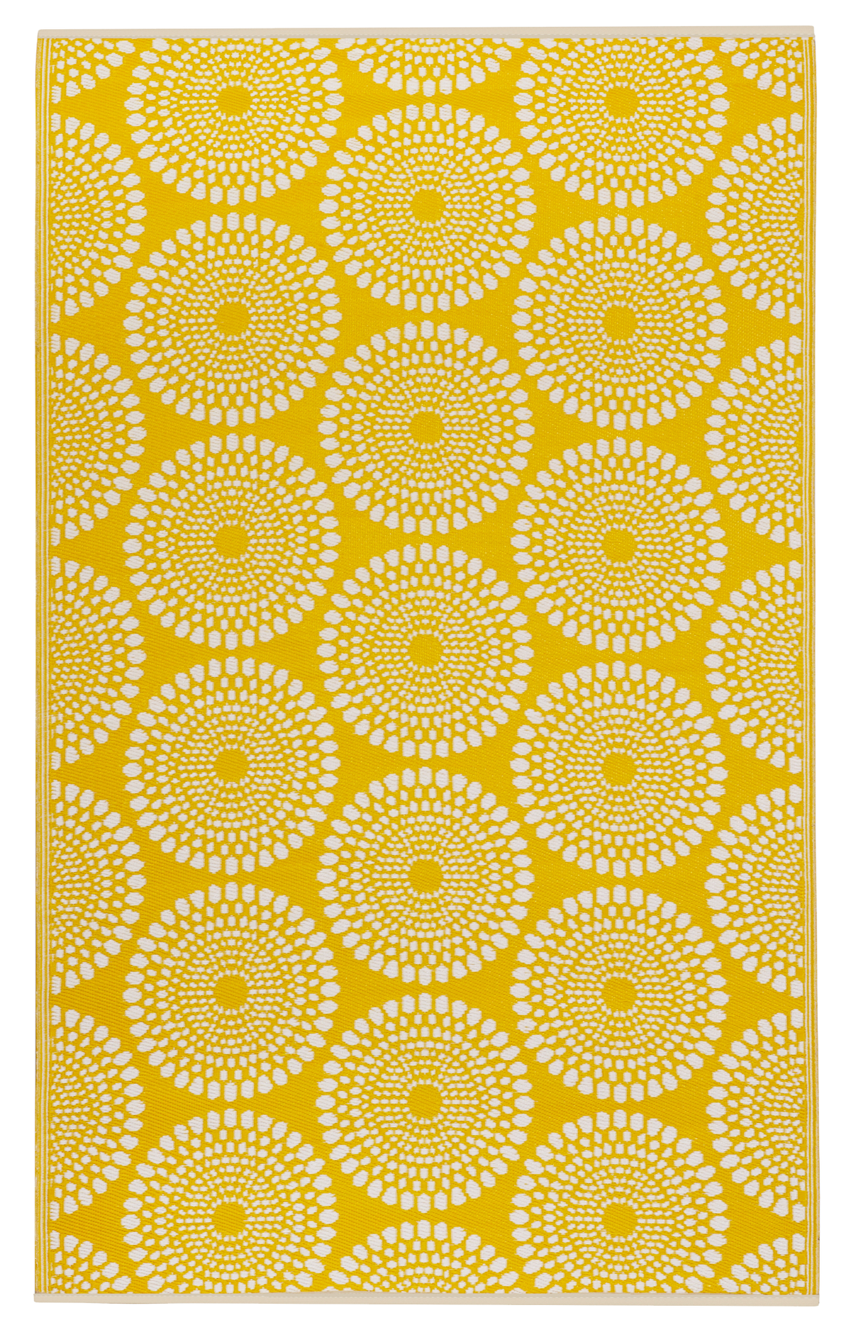 Yellow Outdoor Rug, reverse flat product shot of full pattern
