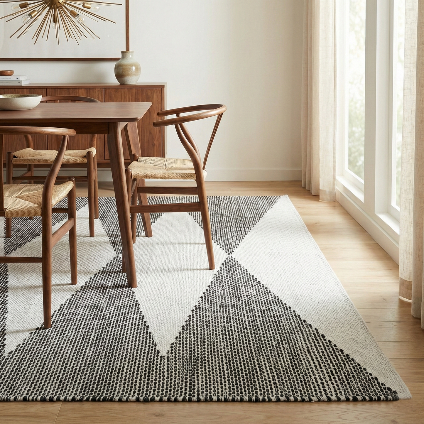 Roswell - Black Modern Indoor/Outdoor Area Rug FINAL SALE