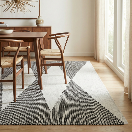 Roswell - Black Modern Indoor/Outdoor Area Rug FINAL SALE
