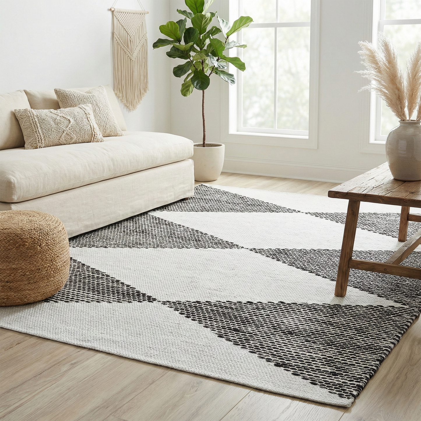 Roswell - Black Modern Indoor/Outdoor Area Rug FINAL SALE