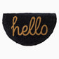 Cursive Hello Semi-Round Doormat (18" x 30" Thick) Handwoven, Durable - Dark Blue