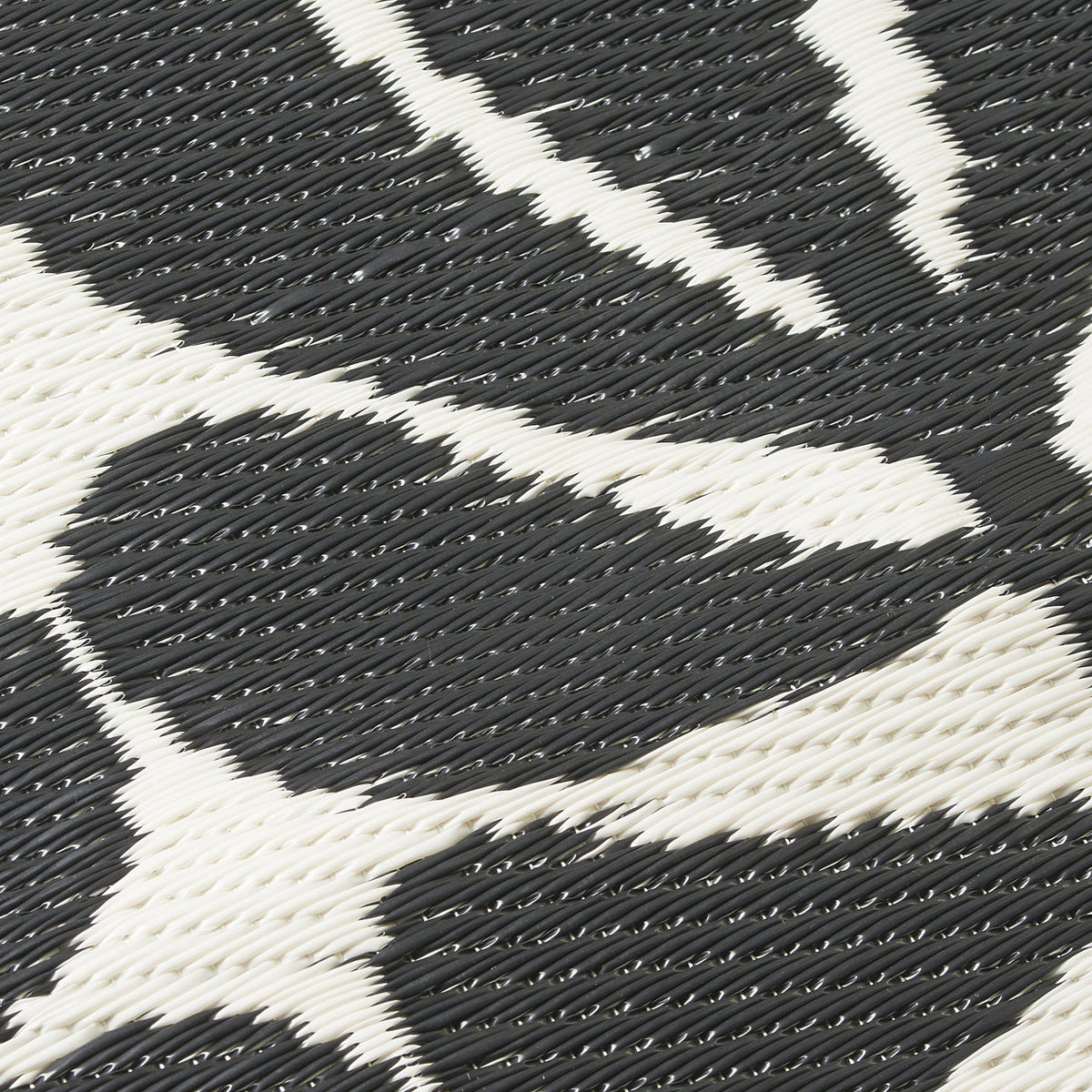 Black & White Outdoor Rug, close-up of weave texture