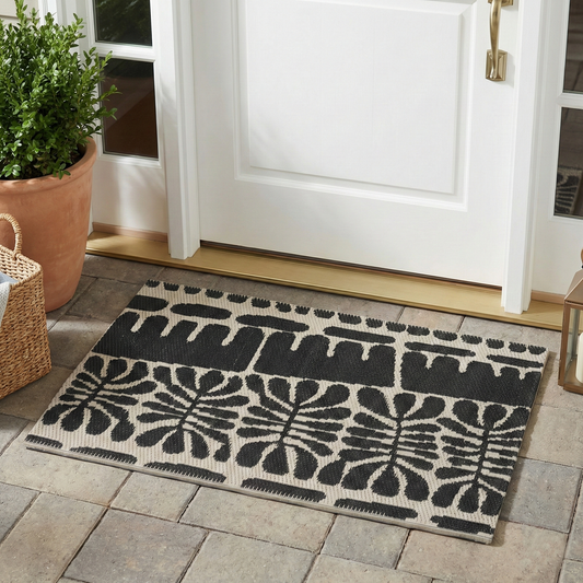 Serowe Black Outdoor Doormat – 24" x 36" Non-Slip, Recycled Plastic