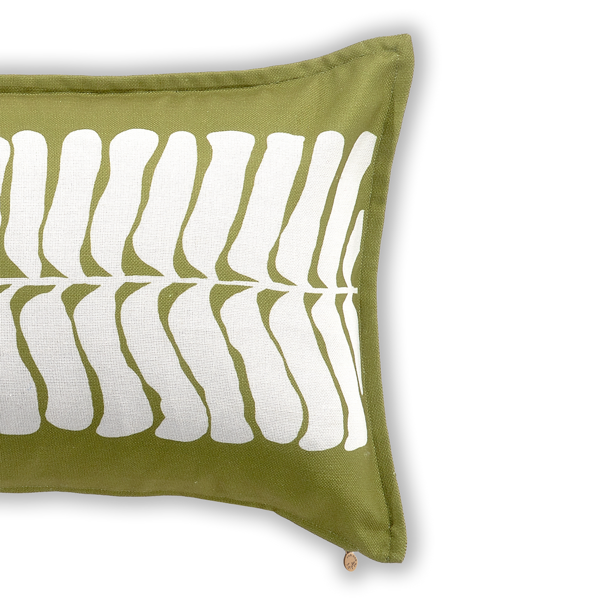 Green Outdoor Pillow, side-facing product view, alternate angle