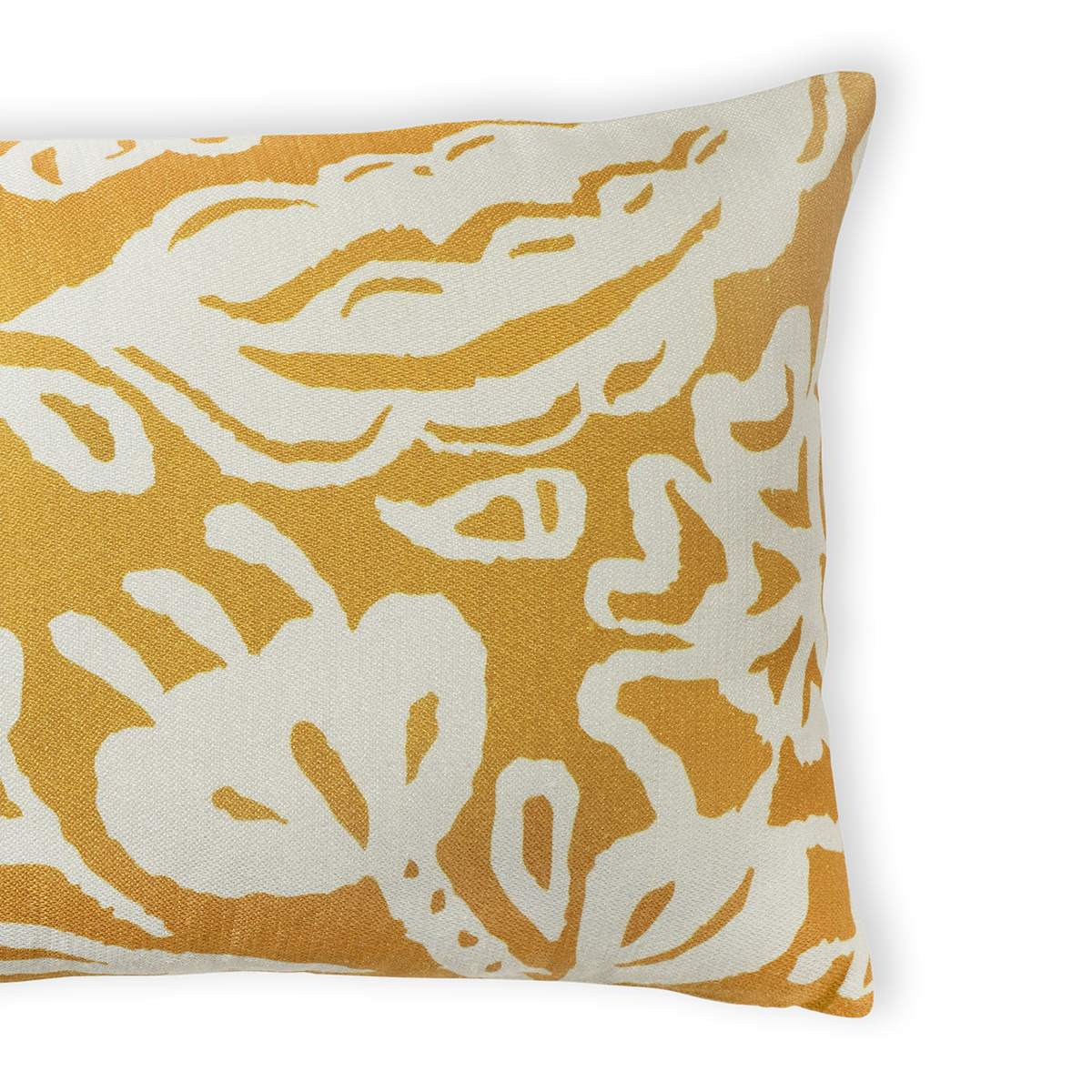 Mustard Yellow Outdoor Pillow, side-facing product view, alternate angle
