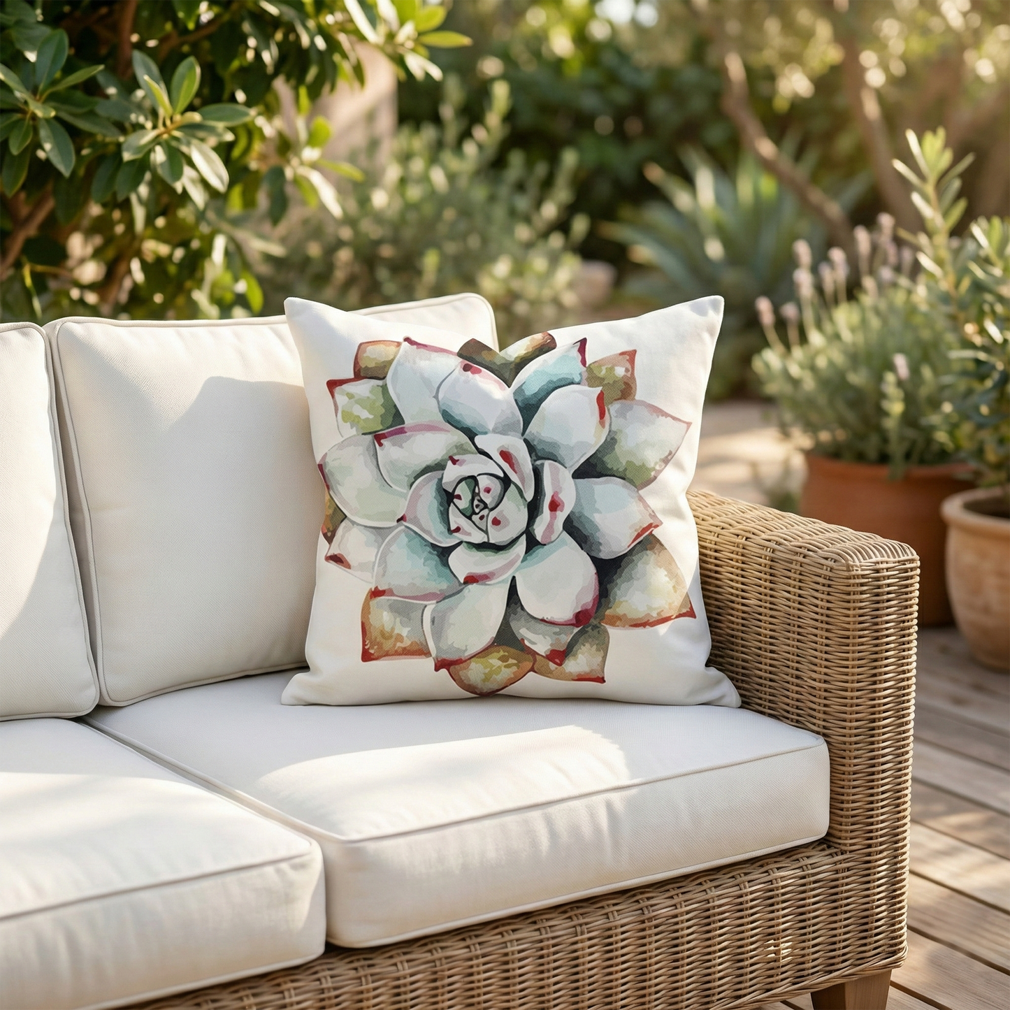 Succulent - Multi Green Stain Resistant Indoor/Outdoor Pillows for Patio (18" x 18" - Set of 2)