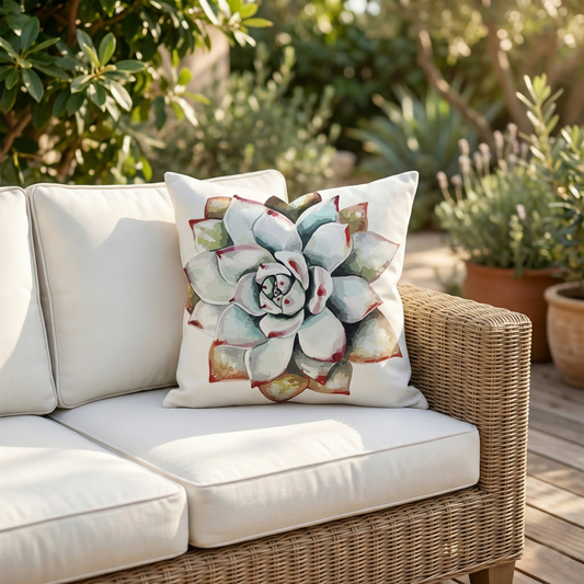 Succulent - Multi Green Stain Resistant Indoor/Outdoor Pillows for Patio (18" x 18" - Set of 2)