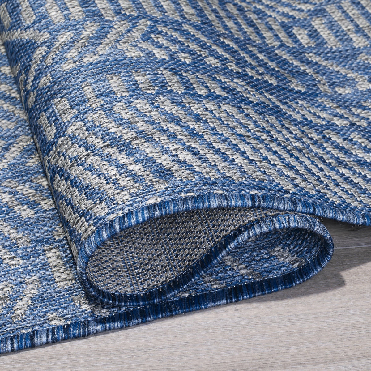 Blue Outdoor Rug, close-up of weave texture