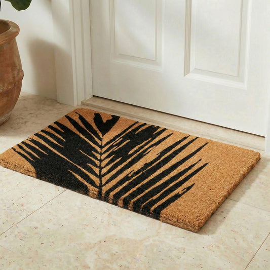 Summertime Palm Leaf Doormat, flat product shot