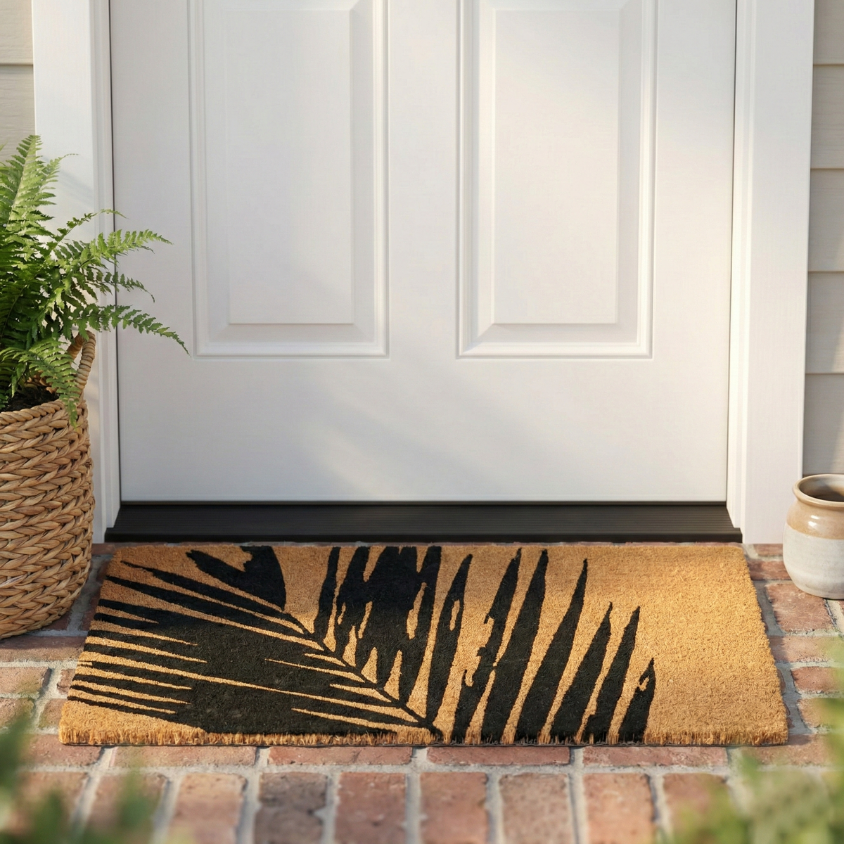 Summertime Palm Leaf Doormat, lifestyle entryway scene