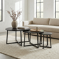 Terrain Industrial Mango Wood Nesting Coffee Tables - Set of 3, Black Finish for Living Room or Small Spaces