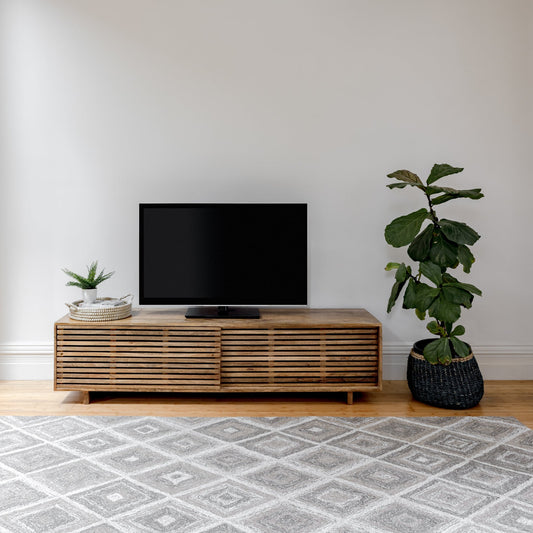 Terra Mid-Century Mango Wood Media Console For Living Room - Natural