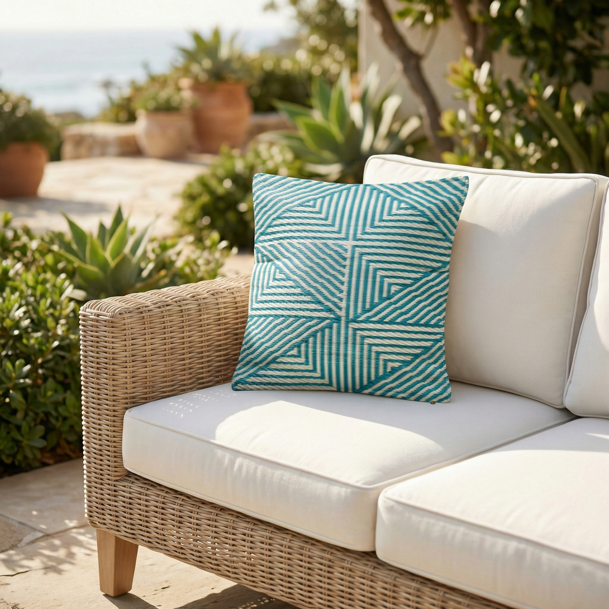 Teal Outdoor Pillow, flat product shot