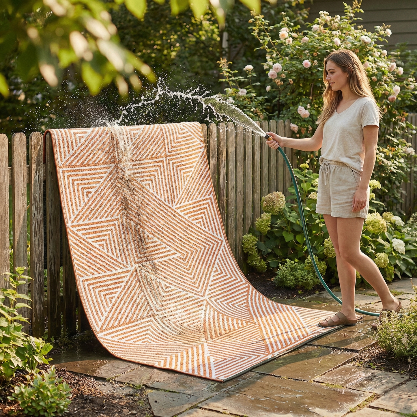 Tokyo - Burnt Orange Outdoor Rug for Patio