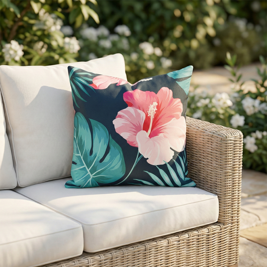 Tropical Hibiscus - Multi Double Sided Indoor/Outdoor Pillow for Patio (20" x 20")