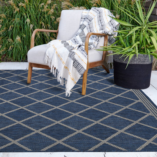 Blue Outdoor Rug, lifestyle patio scene